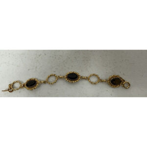 VTG 1/20 12K GF L.F. Bracelet smokey Glass Link Rope Twist Statement Jewelry MCM